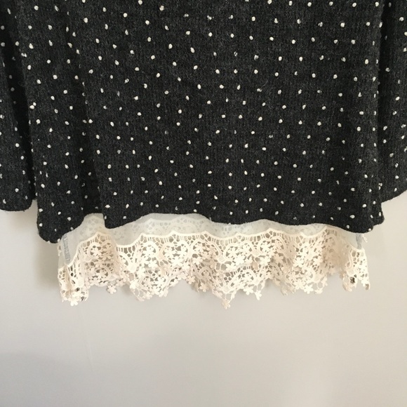 Anthropologie A’reve polka dot lace trim sweater - Picture 3 of 8